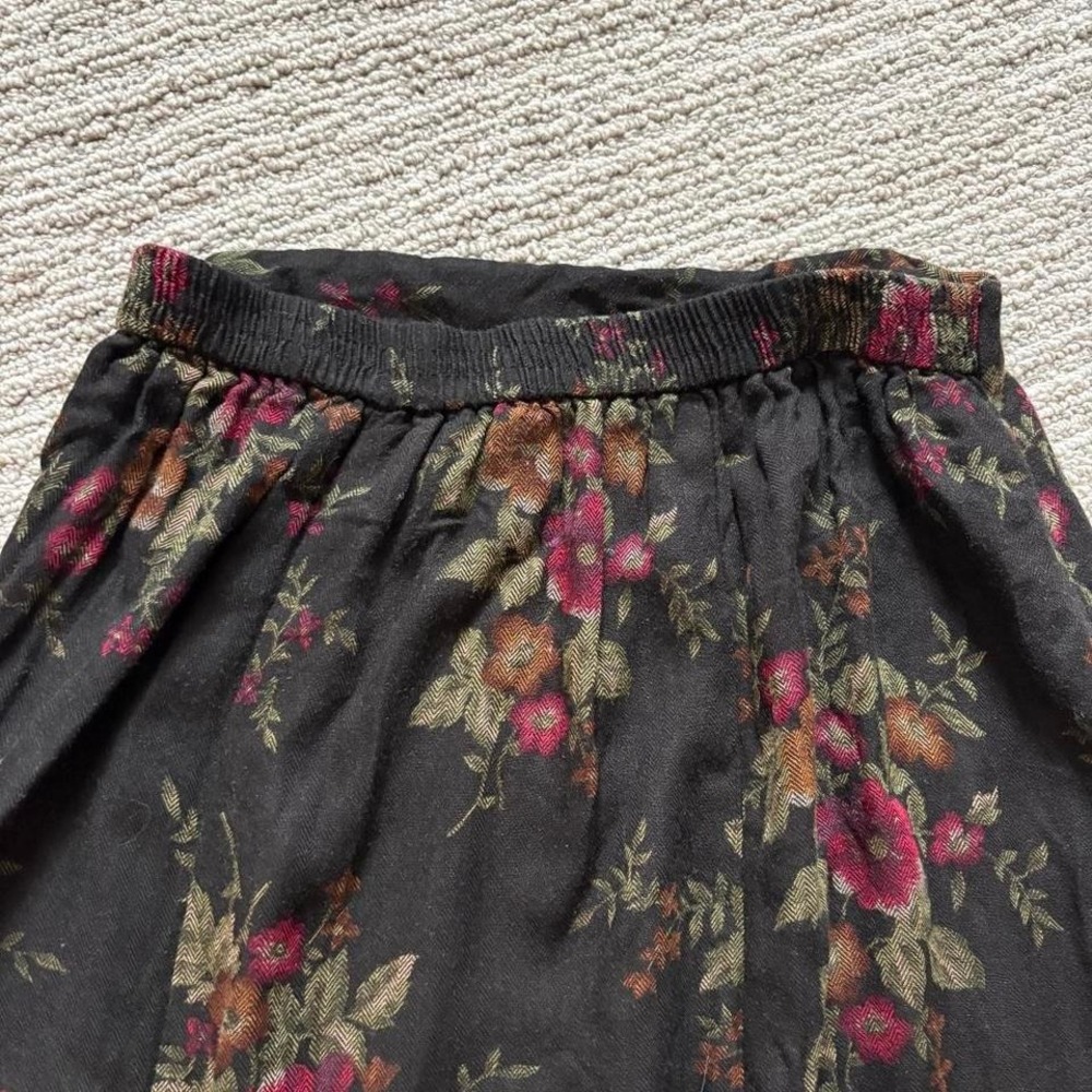 90s black midi skirt floral dark grunge whimsigoth vintage tapestry women's L - Picture 6 of 8